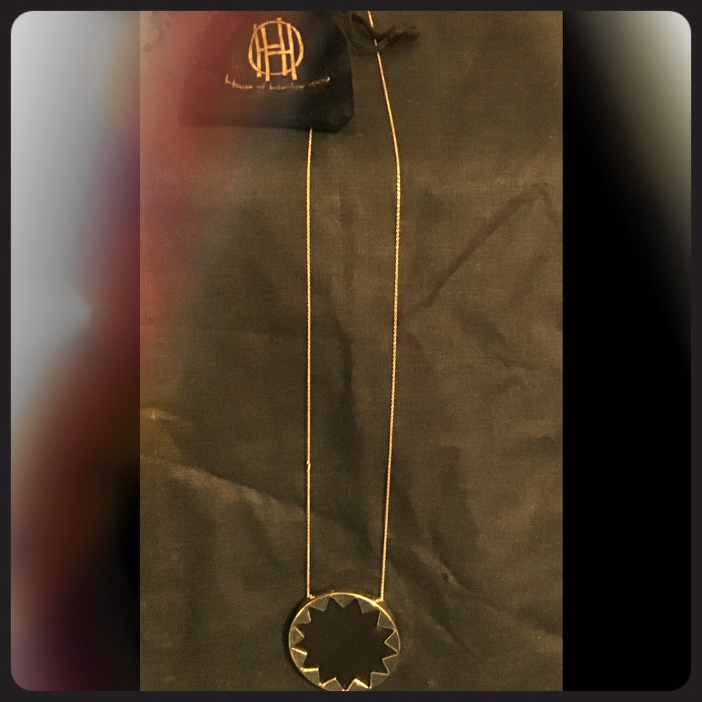 House of Harlow Gold Necklace with Black Pendant